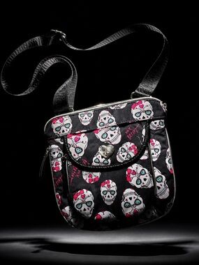Betsey Johnson XOX Betsey Day of the Dead Sugar Skull Crossbody Messenger Bag